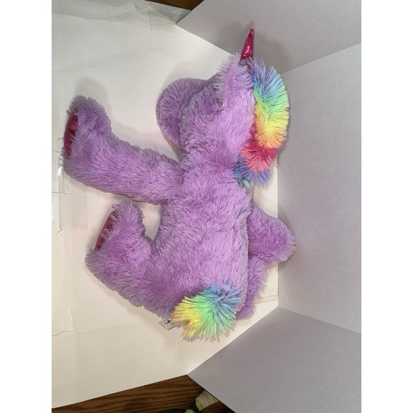 Hug Fun Purple Unicorn Stuffed w/ Rainbow Mane & Tail - Shiny Red Horn & Hooves - Picture 6 of 9
